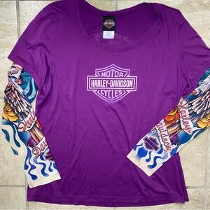 Insane Harley Davidson Purple Tattoo long sleeve shirt